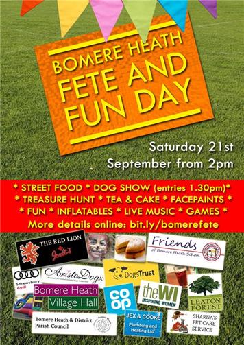  - Bomere Heath Fete Update : Confirmed attendees